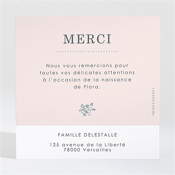 Remerciement naissance couronne et poudre - Dos de la carte