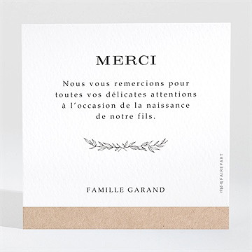 Remerciement naissance simplicité - Dos de la carte