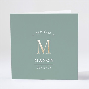 Faire-part de baptême annonce en or