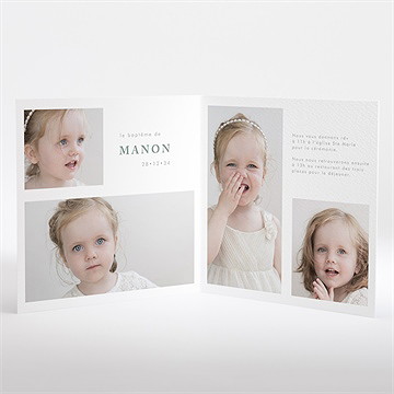 Faire-part de baptême annonce en or - Intérieur du faire-part