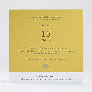 Faire-part de baptême joli portrait - Dos du faire-part