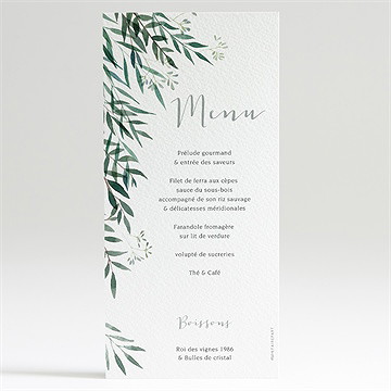 Menu baptême jolie annonce champêtre - Dos du menu