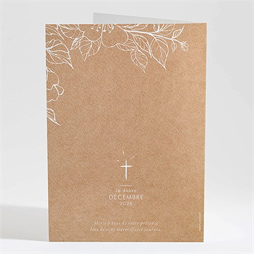 Livret de messe baptême gravure sur kraft - Dos du livret