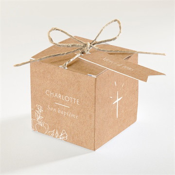 Boîte de dragées baptême gravure sur kraft