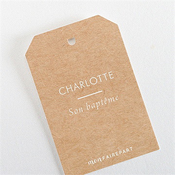 Etiquette baptême gravure sur kraft - Dos de l'étiquette
