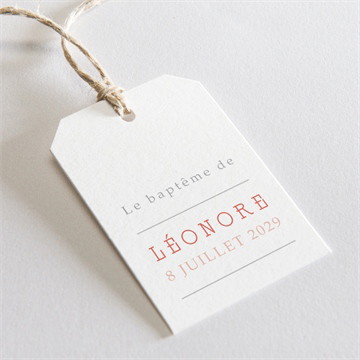 Etiquette baptême portrait en tourbillon