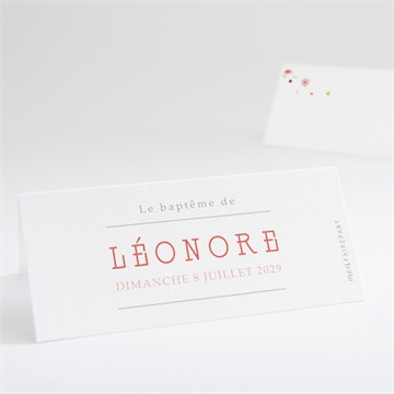 Marque-place baptême portrait en tourbillon