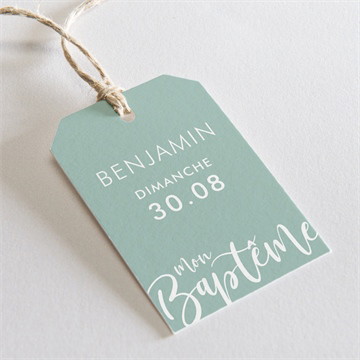 Etiquette baptême jeu de mots dorure