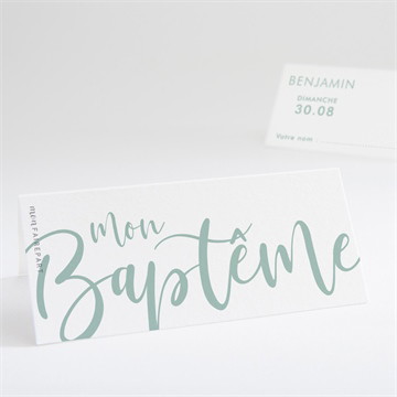 Marque-place baptême jeu de mots