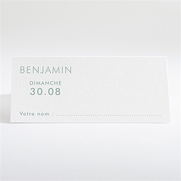 Marque-place baptême jeu de mots - Dos du marque-place