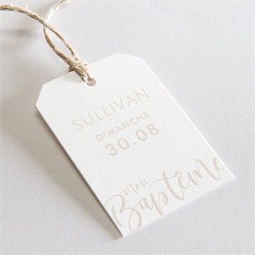 Etiquette baptême lettre de cuivre