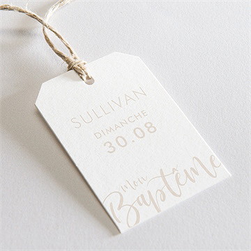 Etiquette baptême lettre de cuivre