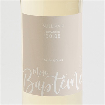 Etiquette de bouteille baptême lettre de cuivre