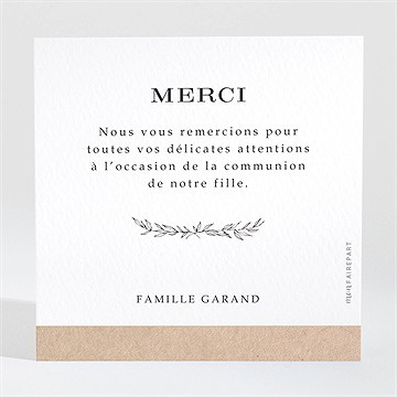 Remerciement communion l'évidence - Dos de la carte
