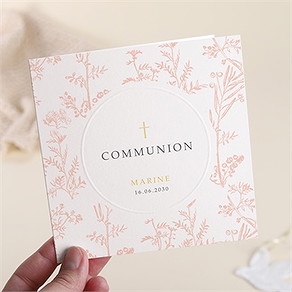 Faire-part communion gravures végétales