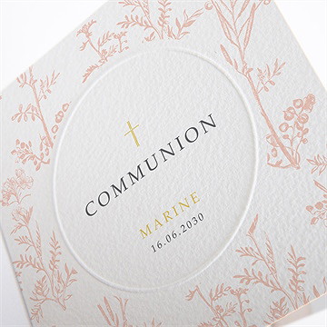Faire-part communion gravures végétales - Détail du faire-part