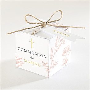 Boîte de dragées communion gravures végétales