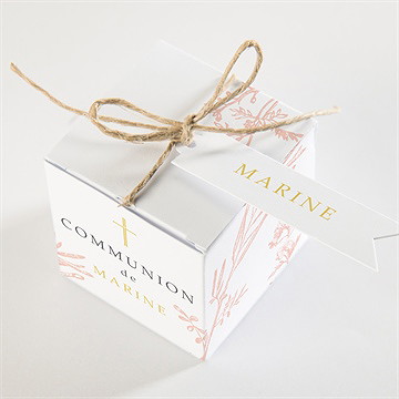 Boîte de dragées communion gravures végétales - Dessus de la boîte