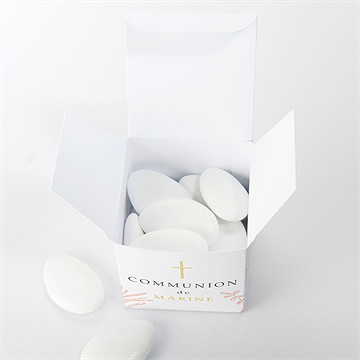 Boîte de dragées communion gravures végétales - Intérieur de la boîte