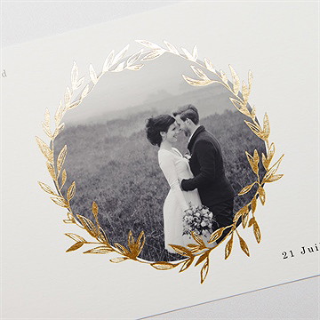 Remerciement mariage tendre couronne - Détail de la carte