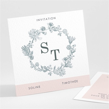 Carton d'invitation mariage guirlande de fleurs