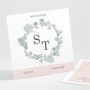 Carton d'invitation mariage guirlande de fleurs