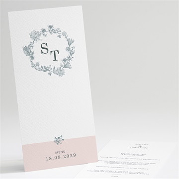 Menu mariage guirlande de fleurs