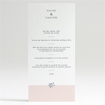 Menu mariage guirlande de fleurs - Dos du menu