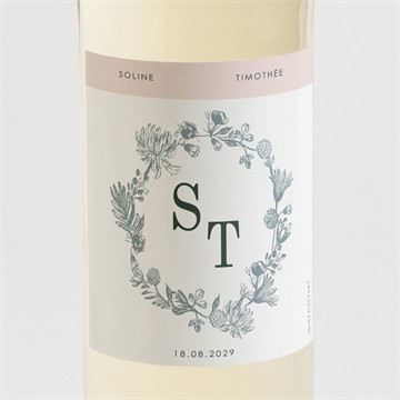 Etiquette de bouteille mariage guirlande de fleurs