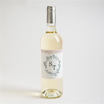 Etiquette de bouteille mariage guirlande de fleurs - Mise en situation