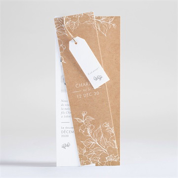 Faire-part naissance jolie gravure blanche