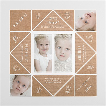 Faire-part communion première communion - Vue dépliée