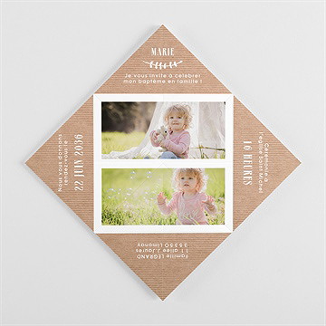 Faire-part de baptême pele mele photo original - Vue intérieure pliée