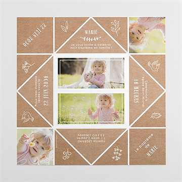 Faire-part de baptême pele mele photo original - Vues dépliée