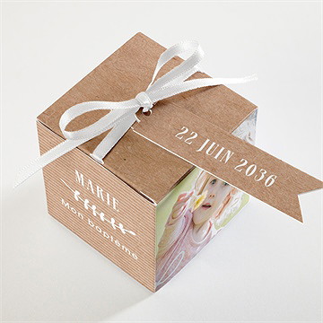 Boîte de dragées baptême pele mele photo original - Dessus de la boîte