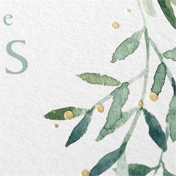 Faire-part communion végétal et dorure - Détail du faire-part