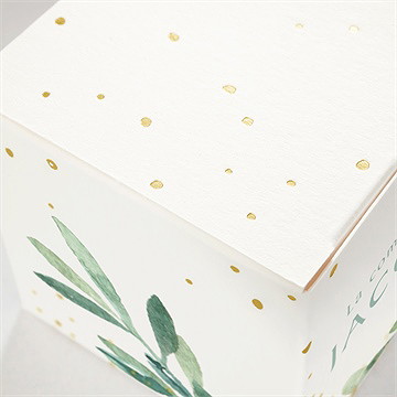 Boîte de dragées communion végétal et dorure - Détail de la boîte