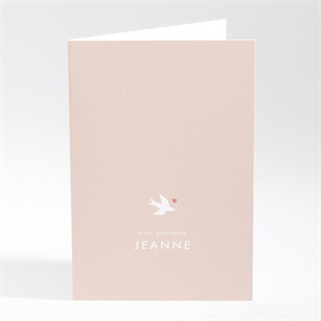 Menu baptême colombe beige rosé