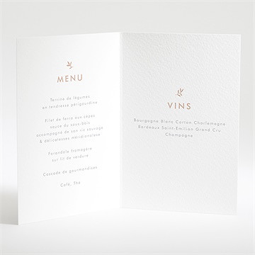 Menu baptême colombe beige rosé - Intérieur du menu