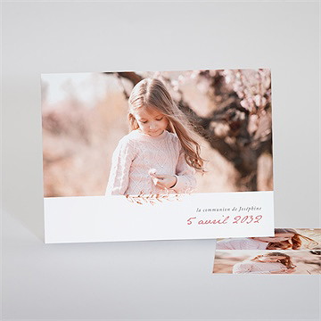 Faire-part communion cuivré végétal