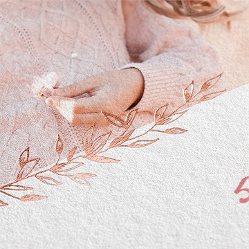 Faire-part communion cuivré végétal - Détail du faire-part