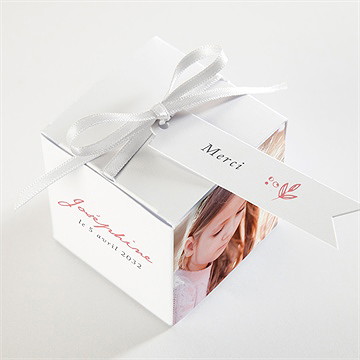 Boîte de dragées communion cuivré végétal - Dessus de la boîte