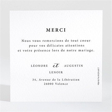 Remerciement mariage sublime - Dos de la carte