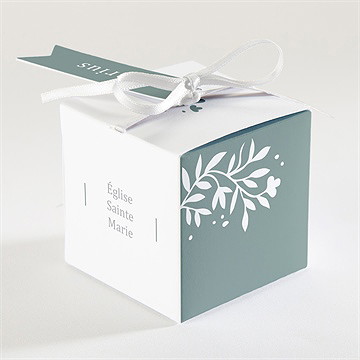 Boîte de dragées communion gaufrage émeraude - Dos de la boîte