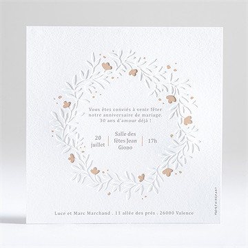 Invitation anniversaire de mariage carte en relief - Dos de l'invitation