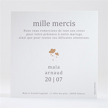 Remerciement mariage gravure - Dos de la carte