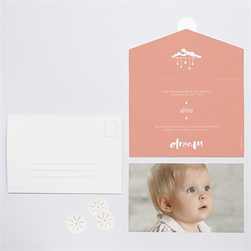 Faire-part naissance tout en un naissance fille - Vue d'ensemble