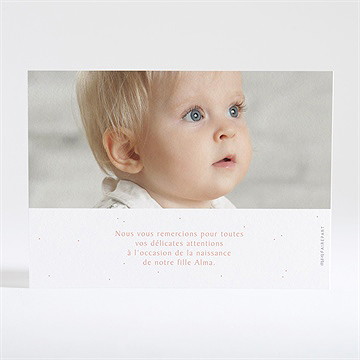 Remerciement naissance tout en un naissance fille - Dos de la carte