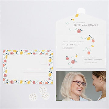 Carte invitation départ à la retraite bye bye acidulé - Détail du faire-part