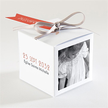 Boîte de dragées baptême petit photomaton - Dos de la boîte